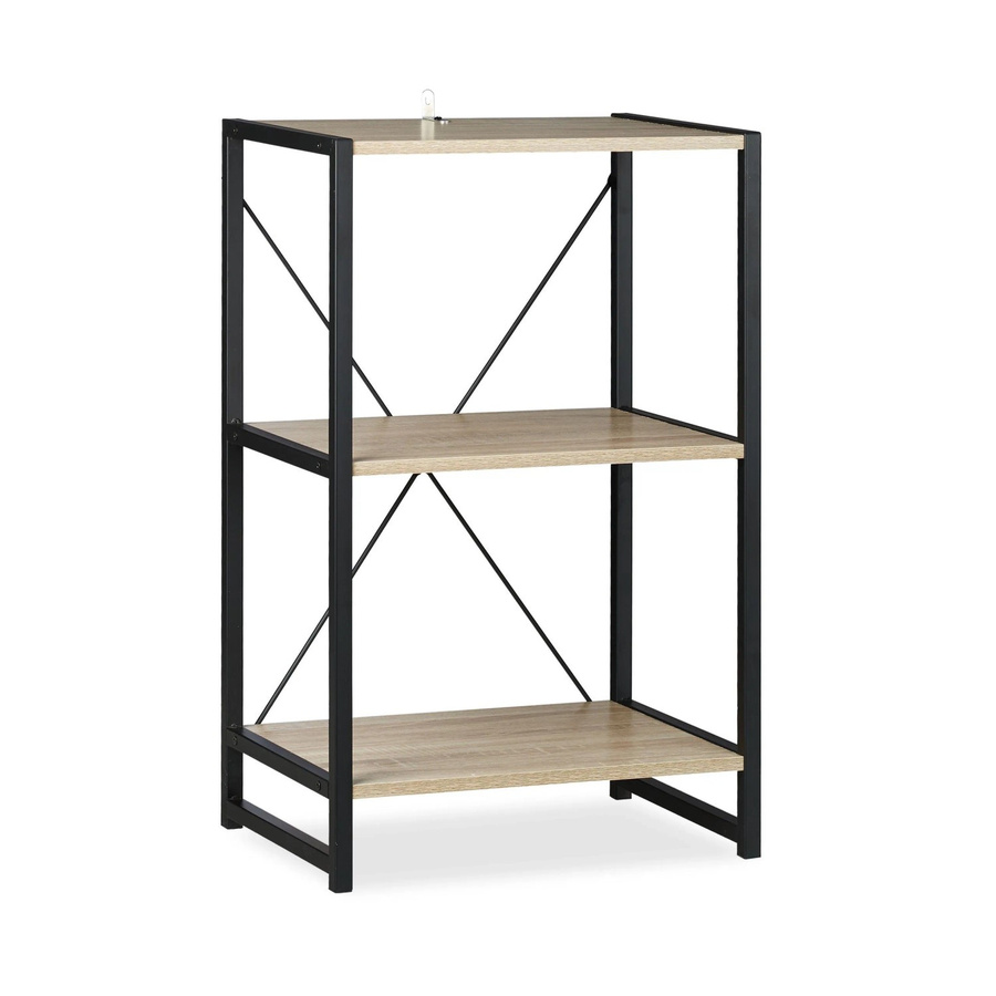Relaxdays Standregal mit 3 Etagen aus Holzwerkstoff und Metall in Braun und Schwarz im Industrial Look, B/T/H: 80 x 50 x 35 cm - Bild 2