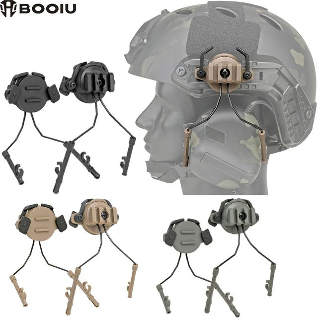 BOOIU Taktische Schienenhalterungen für Headsets mit 360-Grad-Drehung, Helmschienenadapter für Airsoft in Grün - Bild 1