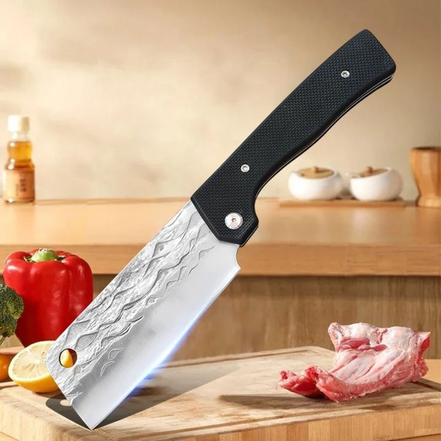 GuanQi Handgeschmiedetes Klappmesser aus Edelstahl mit G10 Griff für Fleisch, Obst und Fisch - Bild 1