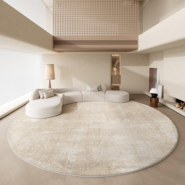 Runder Plüschteppich Karpetti in Beige, weicher und flauschiger Bodenmatte für Schlafzimmer und Wohnzimmer, Durchmesser: 100 cm - Bild 1
