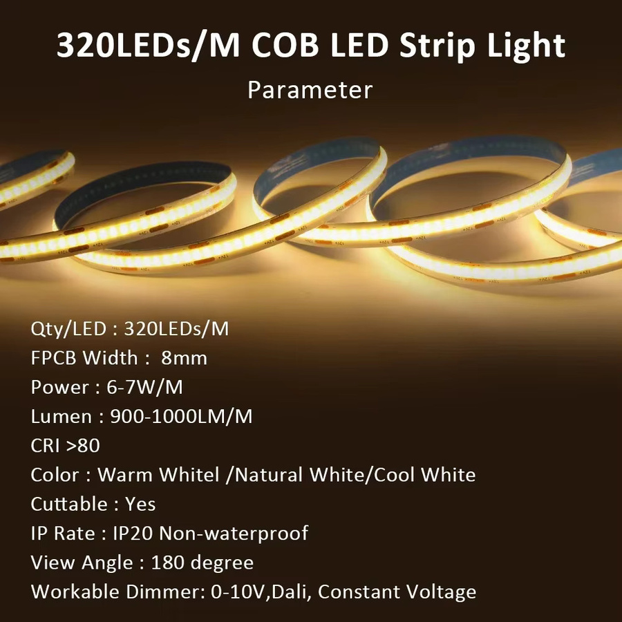 MJJCLED COB-LED-Streifenlicht 12V, warmweiß, dimmbar, linearer LED-Streifen für die Heimdekoration - Bild 5