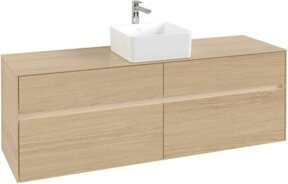 V&B Waschtischunterschrank Collaro mit Waschtisch und LED-Beleuchtung, Farbe Nord Oak, B/H/T: 160 x 54,8 x 50 cm - Bild 1