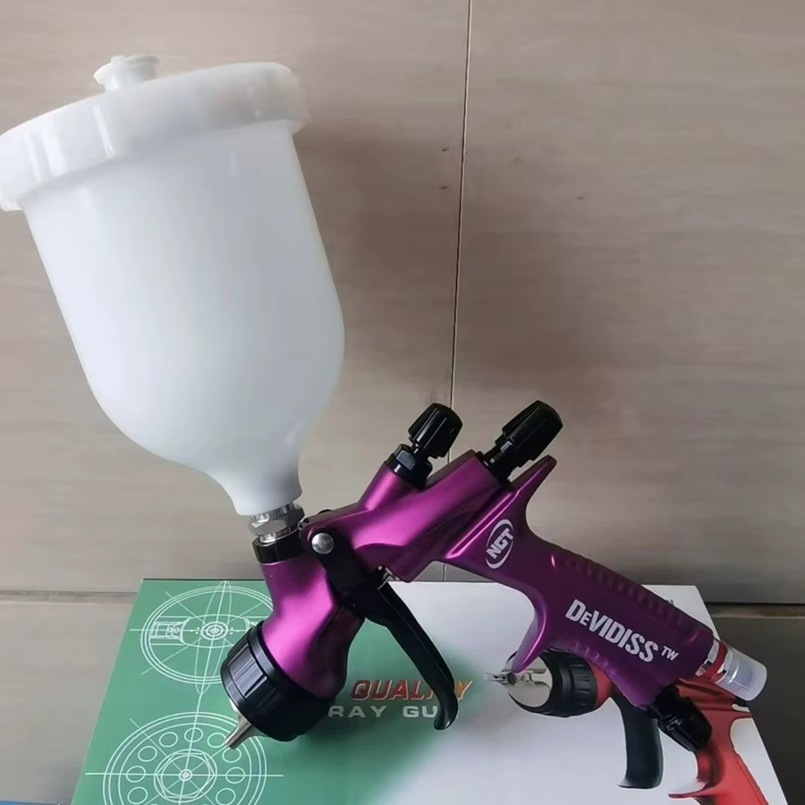 DeVIDISS HVLP NGT Pro TE20 Lite Spritzpistolen-Set in Lila mit 1,3 mm Düse für professionelle Autolackierungen - Bild 3