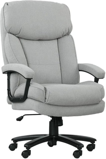HOMCOM Bürostuhl aus Polyester in Hellgrau mit Armlehnen und Rollen, Tiefe: 68,5 cm, Breite: 79 cm, Höhe: 117-125 cm - Bild 1