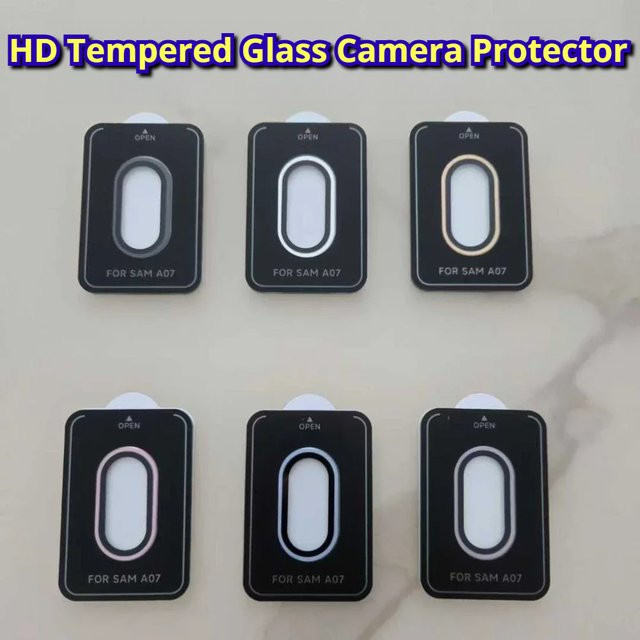 Samsung Galaxy A07 A06 Kamera Schutz Set aus gehärtetem Glas mit Objektiv Ring Film in Transparent, Gold oder Schwarz - Bild 1