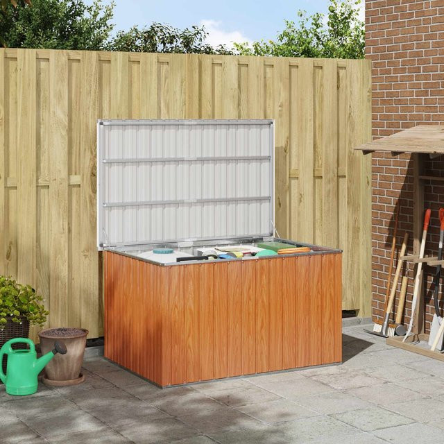Outdoor-Aufbewahrungsbox aus verzinktem Stahl in Holzoptik von VD Home Furnishing, Farbe Braun, B/T/H: 150 x 101 x 91 cm - Bild 1