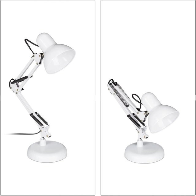 Relaxdays Schreibtischlampe aus Metall in Weiß, höhenverstellbar und schwenkbar, B/T/H: 50 x 27 x 15 cm - Bild 1