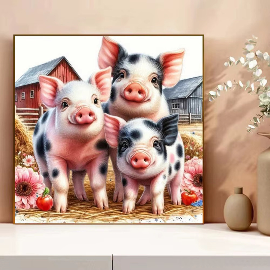Evershine Kreuzstich-Set Schwein als Stickerei mit bedruckter Leinwand in Multicolour, Breite: 30 cm, Höhe: 30 cm - Bild 3