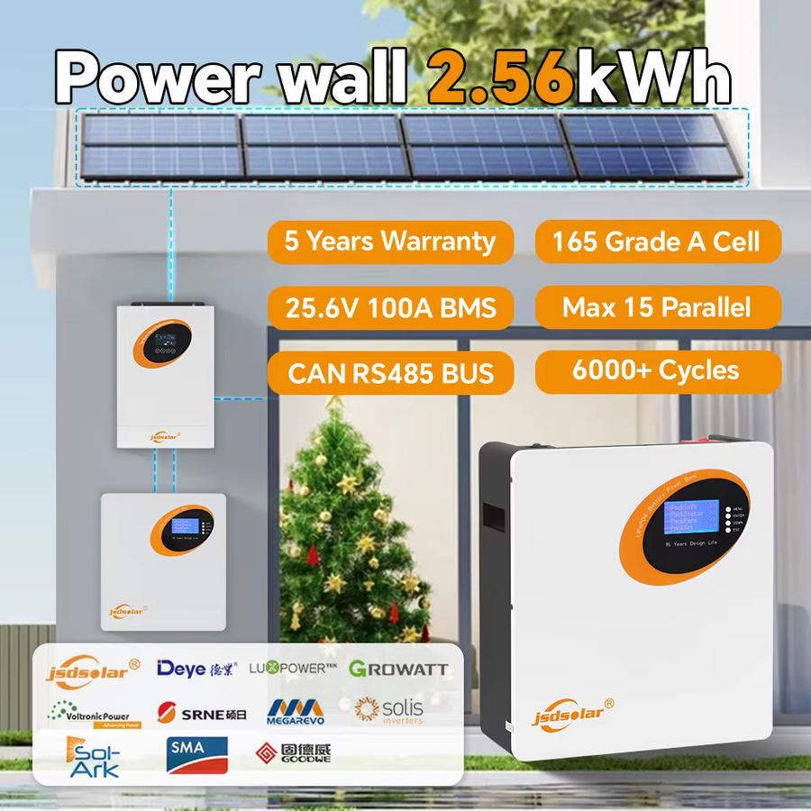 Jsdsolar LiFePO4 Batterie 100Ah 25,6V mit 2,56kWh für Solar-Stromversorgung und Backup, Farbe: Weiß, mit RS485 und RS232 Schnittstellen - Bild 2