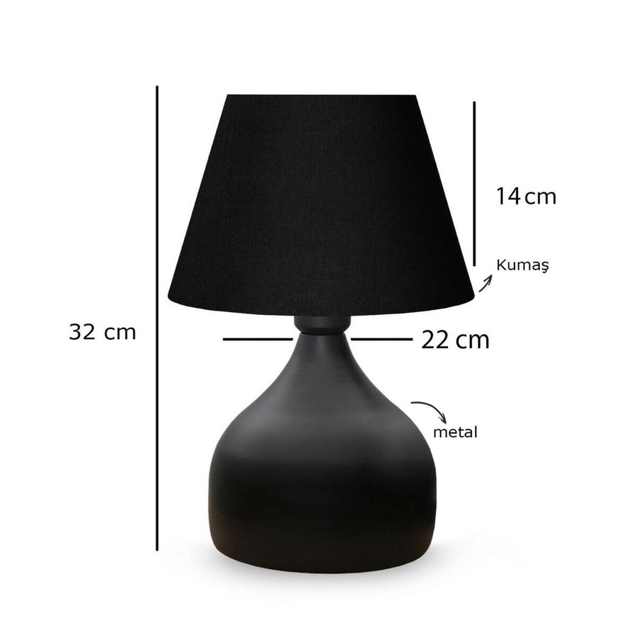 Opviq Tischleuchte in Schwarz aus Metall und Stoff mit E27 Fassung, B/T/H: 22 x 22 x 32 cm - Bild 2