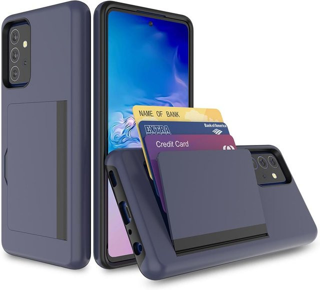 Samsung Galaxy A52 5G / 4G und Galaxy A72 5G / 4G Brieftasche Hülle mit Kartenhalter und versteckter Tasche in Blau - Bild 1