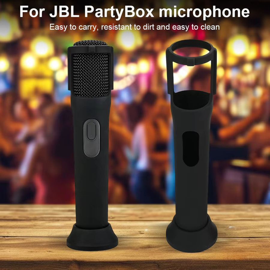Anti-Roll-Mikrofon-Silikonhülle mit Ständer für JBL PartyBox Wireless Mic in Schwarz oder Blau - Bild 2