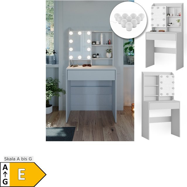 Vicco Schminktisch Laura Weiß mit LED Beleuchtung B/T/H: 136 x 70 x 40 cm - Bild 1