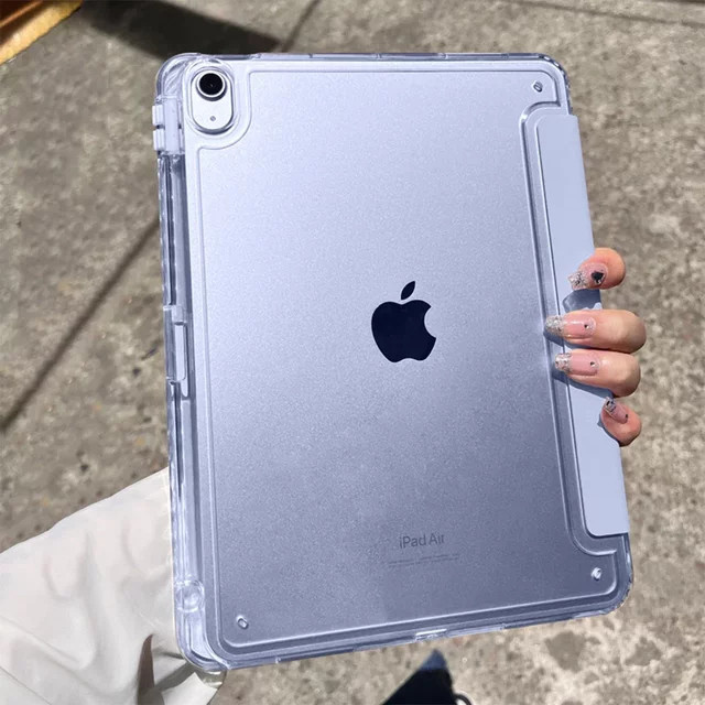 Apple iPad Hülle mit Stifthalter in Schwarz und Transparent für iPad Pro, iPad Air und iPad Mini - Bild 1