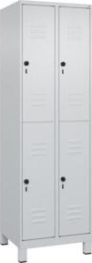 C+P Doppelstock-Spind Classic PLUS in Grau mit 2 Abteilen, Garderobenstange und Soft-Anschlag, B/T/H: 195 x 60 x 50 cm - Bild 1