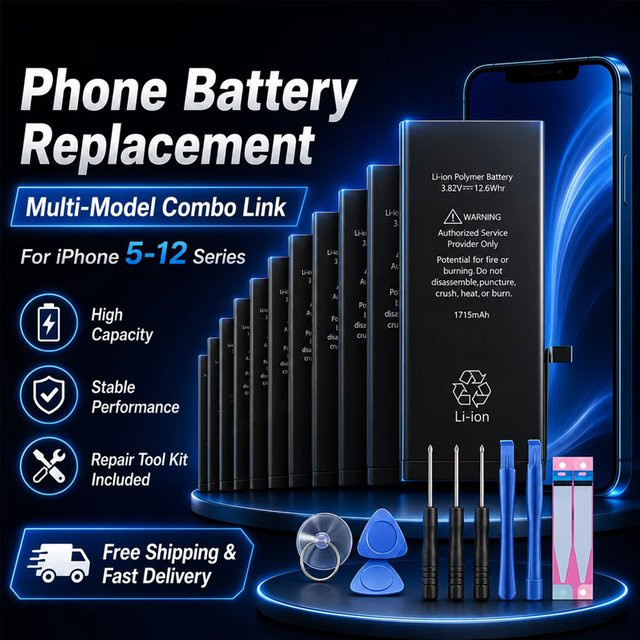 Ersatz-Akkuset in Schwarz für Apple iPhone Modelle inklusive Werkzeugset - Bild 1