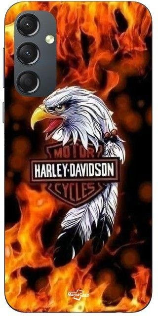 Samsung Galaxy S25 FE Handyhülle Harley Davidson Adler Feuer Maniacase in Schwarz und Multicolour - Bild 1