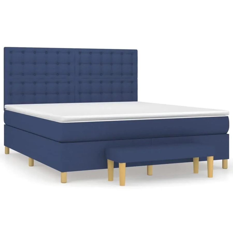 vidaXL Boxspringbett Hybrid mit Matratze und Kopfteil in Blau, B/T/H: 160 x 200 cm - Bild 2