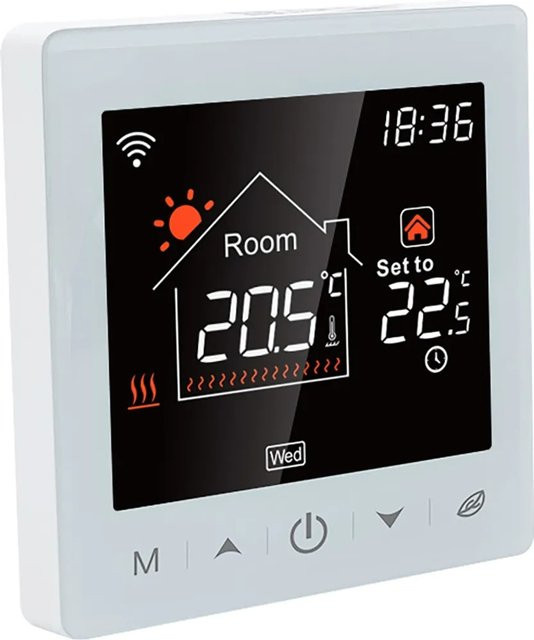 Perobe Smart WiFi Raumthermostat für Fußbodenheizung, Weiß, B/H/T: 86 x 86 x 44 mm - Bild 1