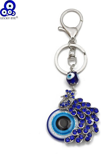 Schlüsselanhänger Lucky Eye, blaue Glasperlen, Legierung, Damen und Herren - Bild 1