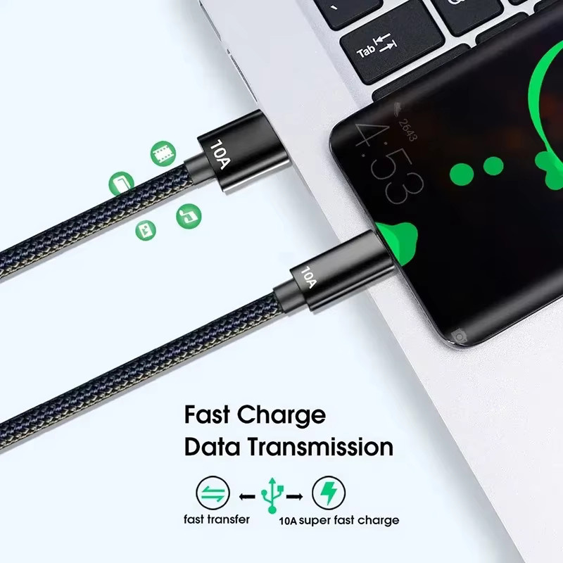 USB-C Schnellladekabel 120W 10A mit Datenübertragung in Schwarz - Bild 2