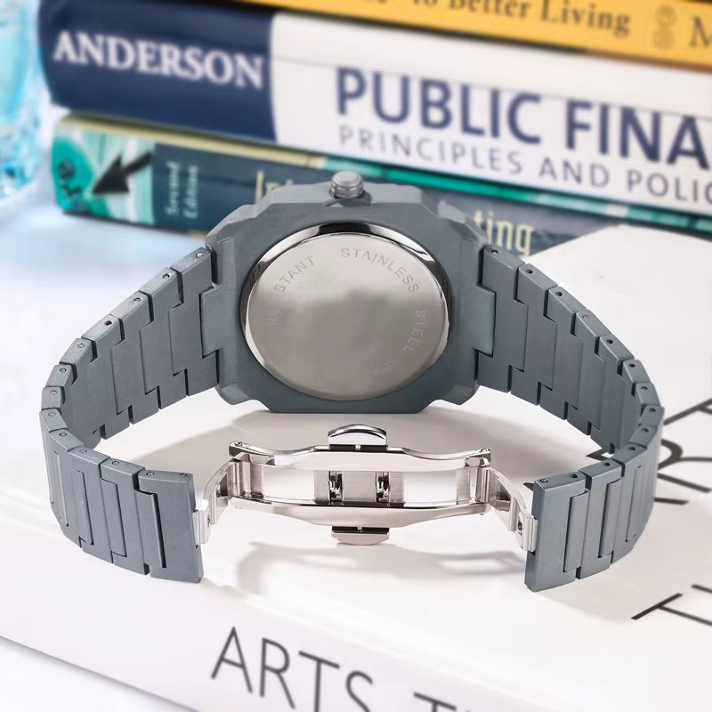 ZBJP Armbanduhr Edelstahl, Quarz, Eckig, Schwarz, Herren - Bild 3