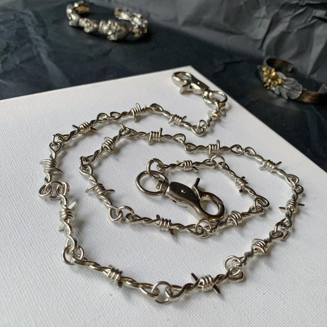 Taillenkette Dornen Draht Stacheldraht, gray, Damen Herren - Bild 1