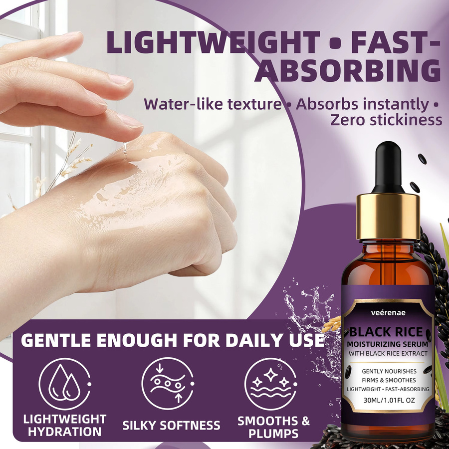 veérenae Black Rice Moisturizing Serum, Gesichtsserum, Normale Haut - Bild 3