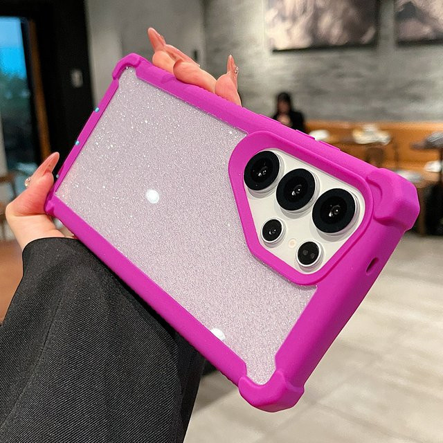 Stoßfeste Glitzer Schutzhülle aus weichem Silikon für Samsung S26, S25 Plus und S24 Ultra in Transparent, Black oder Pink - Bild 1