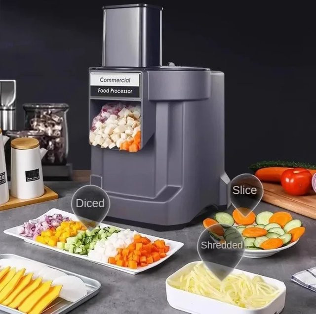 WERGANUASA Kommerzielle Gemüseschneidemaschine in Grau zum Zerkleinern und Würfeln von Gemüse wie Karotten und Kartoffeln - Bild 1