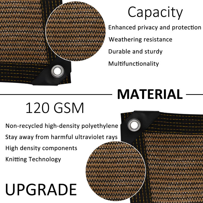 Sichtschutzzaun Netzabdeckung in Braun, 100 x 600 cm, HDPE Schattierungszaun mit 50 Kabelbindern und 10 m Seil - Bild 4