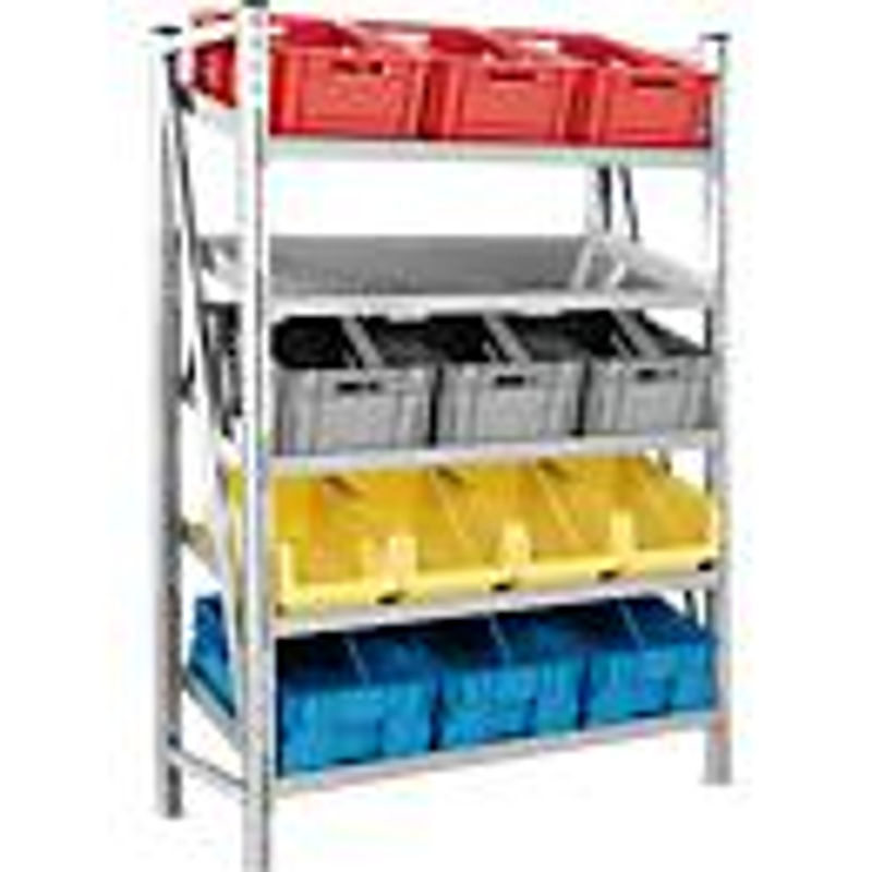 SSI Schäfer Komplettregal R 7000 mit 5 schrägen Fachebenen, silber/mehrfarbig, B/T/H: 99,5 x 80,0 x 217,0 cm - Bild 2