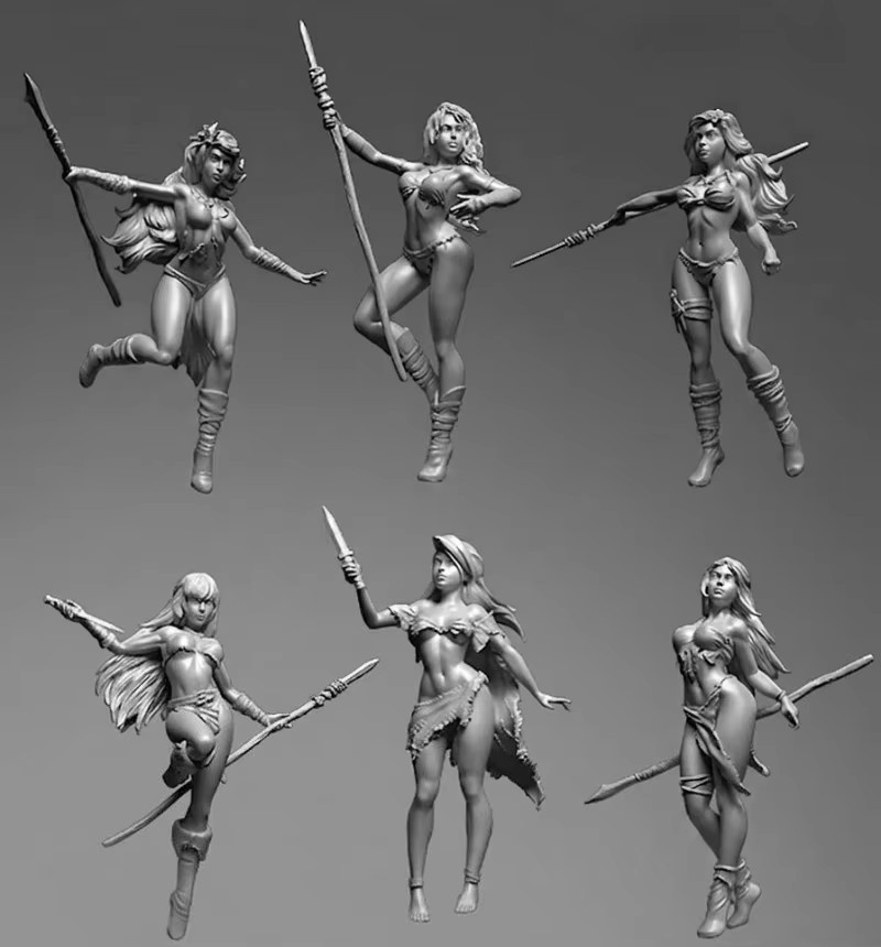 JIJIE Jungle Wild Girls Warrior, Modellbausatz, Maßstab 1:24, 6 Figuren - Bild 2