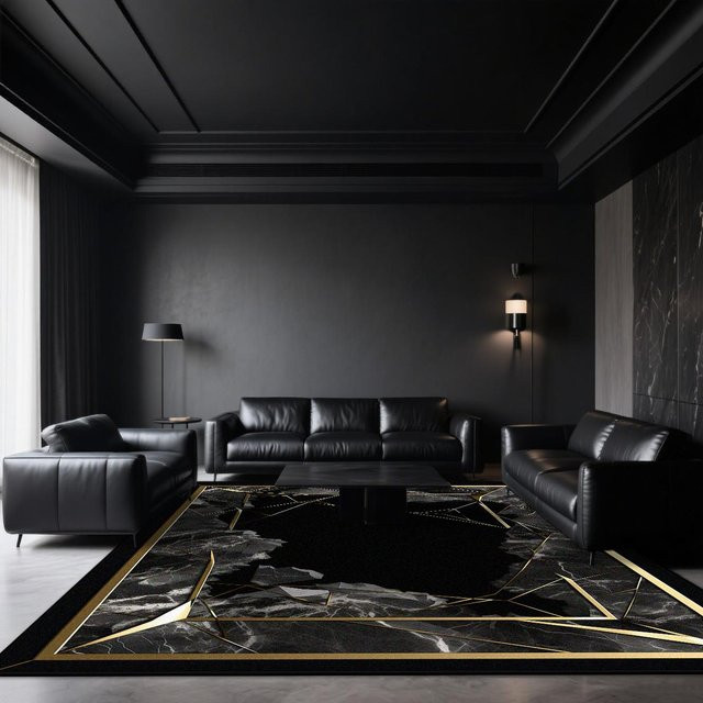 Wucifang Jewelry Teppich in Schwarz mit Marmor-Optik, moderner Kurzflor-Samt-Bodenmatte aus Polyester für Wohnzimmer und Schlafzimmer, B/H: 60 x 90 cm - Bild 1