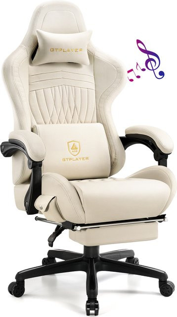 GTPLAYER Gaming Stuhl Ergonomischer Gaming Sessel mit Fußstütze und Lautsprechern in Light Brown - Bild 1