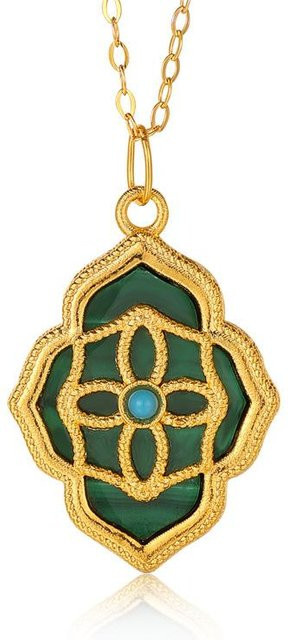 Halskette 18k Gelbgold, Malachit, Damen - Bild 1