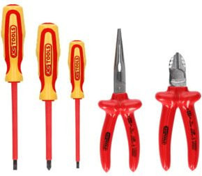 KS Tools ERGOTORQUE VDE Zangen- und Schraubendreher-Satz, 5-teilig, rot/steel - Bild 1