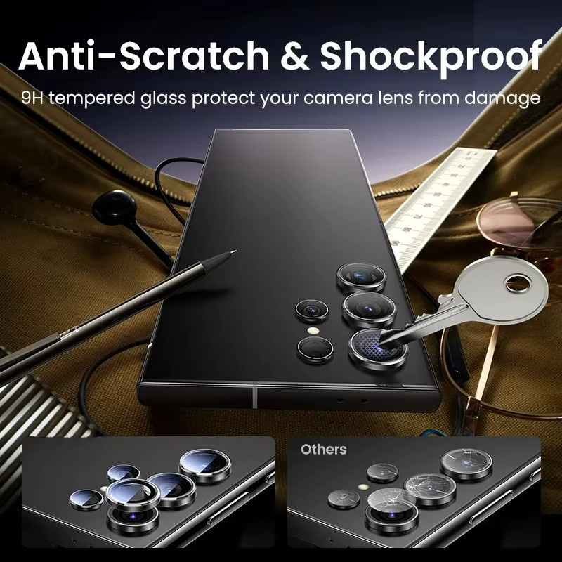 8K Ultra HD Glaslinsen-Schutzfolie mit Metall-Linsenring als Kameraschutzabdeckung für Samsung Galaxy S26 Ultra, S25 und S24 Plus - Bild 3