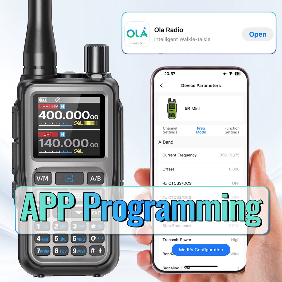 BAOFENG UV-5R Mini Walkie Talkie mit Bluetooth, Multi-Band Funkgerät in Schwarz - Bild 3