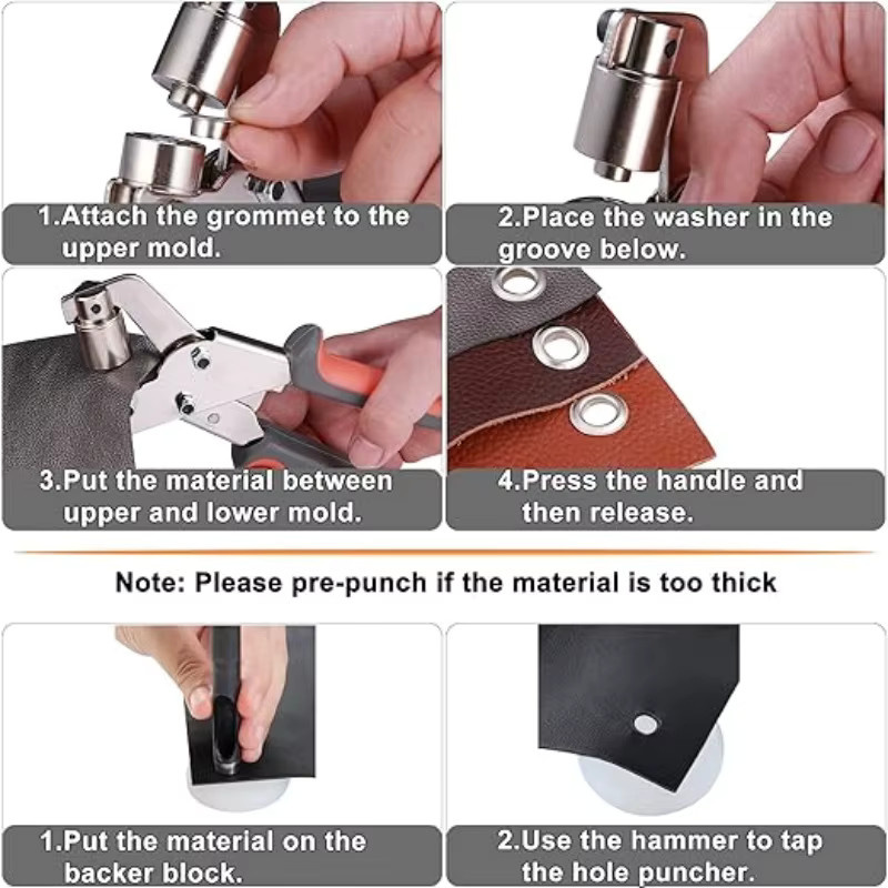 NIUXIANG Handheld Ösenzange Set für Metall-Lochungen und Nieten in Silber - Bild 4