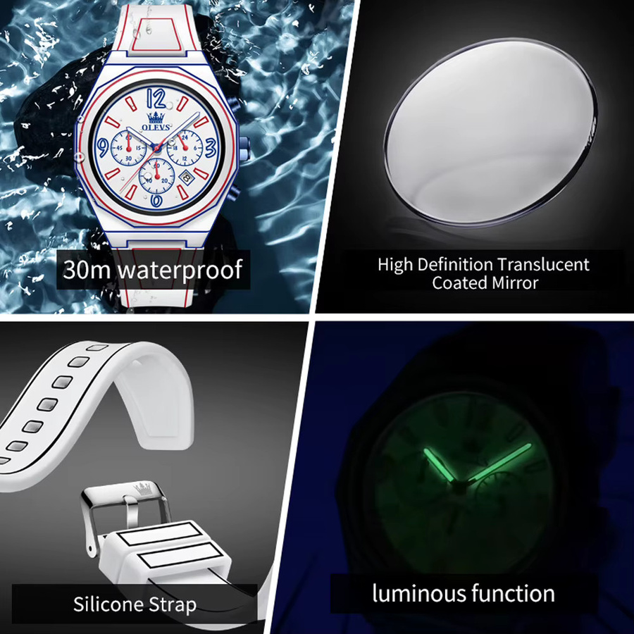 OLEVS Chronograph, Quarz, Silikonarmband, Herren - Bild 5