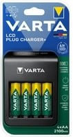Varta LCD Plug Charger+ Batterieladegerät in Schwarz für NiMH-Akkus (AA, AAA und 9V) inklusive 4 Akkus - Bild 1