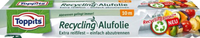 Toppits Alufolie Recycling Silber, 10 Meter mit 98 % Recyclinganteil - Bild 1