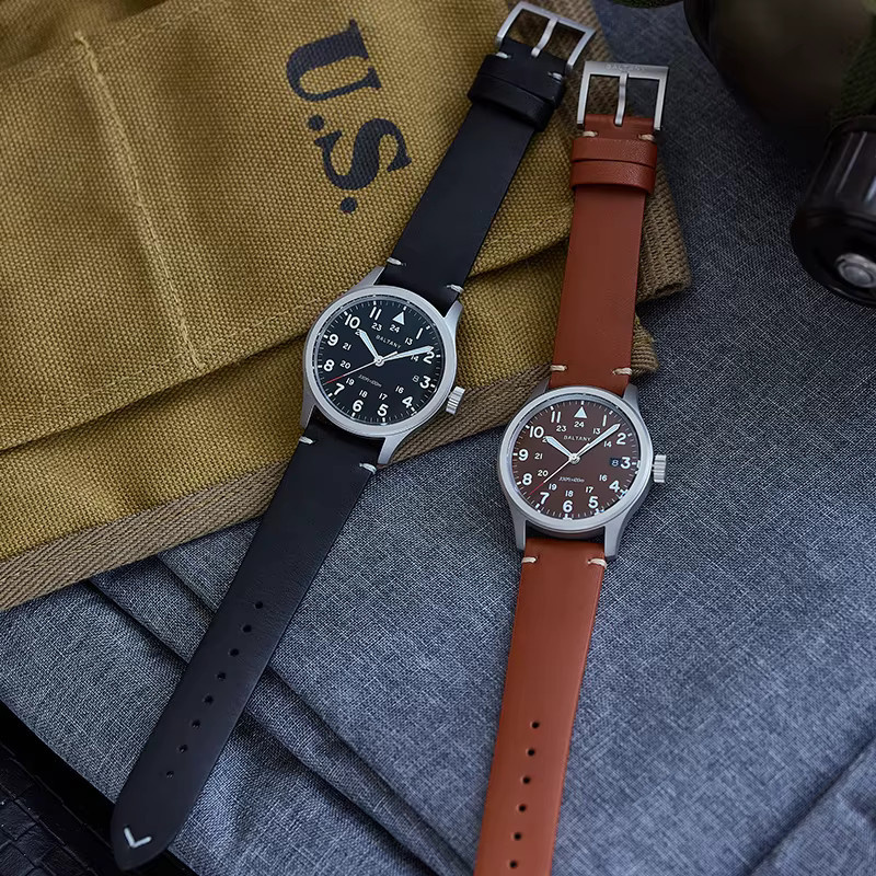 Baltany Armbanduhr Quarz, Edelstahl, Saphirglas, Leder, Herren, Schwarz - Bild 2