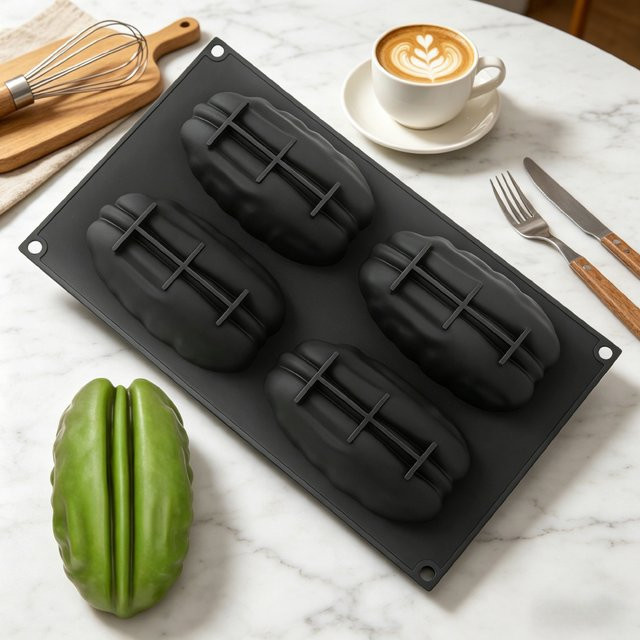 SHENHONG Silikon-Schokoladenform im Pekannuss-Design, lebensmittelechte Mousse- und Kuchenform für Dessert und Backen, Schwarz - Bild 1