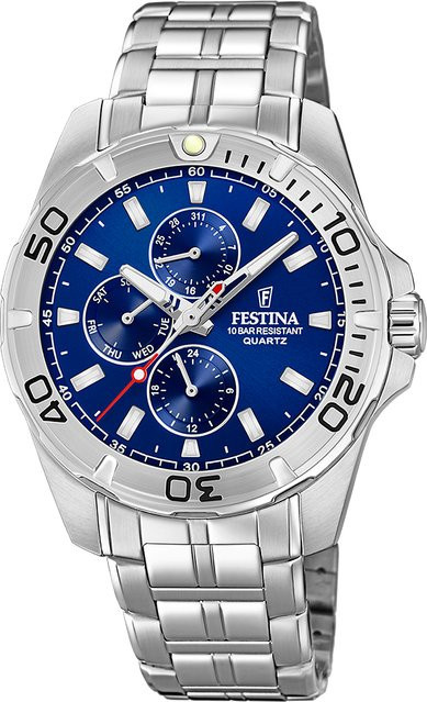 Festina Armbanduhr, Quarz, Edelstahl, Blau, 43 mm, Herren - Bild 1