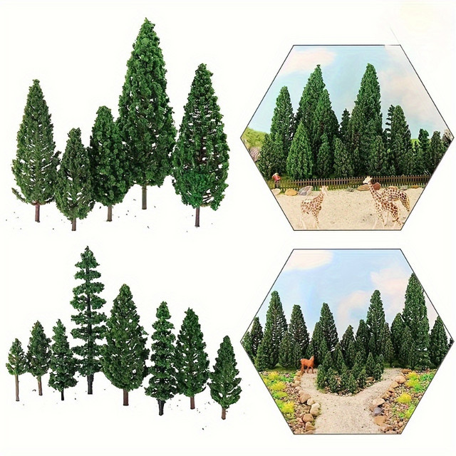 16 Stück Miniatur-Modellbäume aus grünem Kunststoff für deine Mikrolandschaftsdekoration - Bild 1