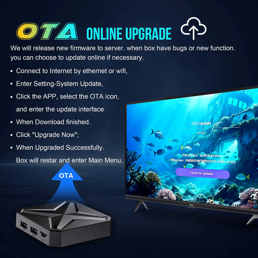 MORTAL Android TV Box Q1mini+ 8K Set-Top-Box mit Android 16, WLAN 6 und Bluetooth 5.4 in Schwarz - Bild 3
