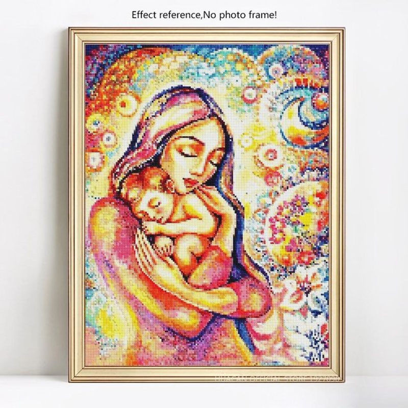 FIYO 5D Diamantgemälde Mutter und Baby Porträt zum Selbermachen, Mehrfarbig, B/H: 20 x 30 cm - Bild 1