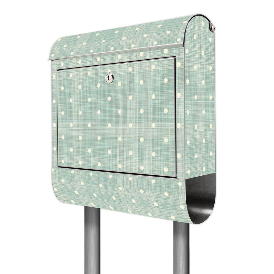 banjado Briefkasten freistehend aus Edelstahl mit Zeitungsbox und Punktemotiv in Lindgrün, H x B x T: 161,5 x 38 x 14 cm - Bild 1